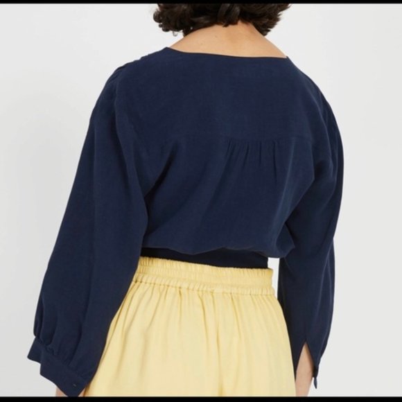 Frank and Oak Cropped Wrap Blouse - Picture 2 of 5